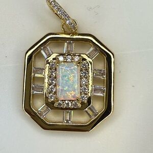 Bomb Party October Necklace Charm Opal on Gold